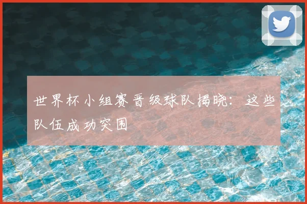 世界杯小组赛晋级球队揭晓:这些队伍成功突围